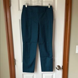 Loft Cropped Teal Patterned Pants